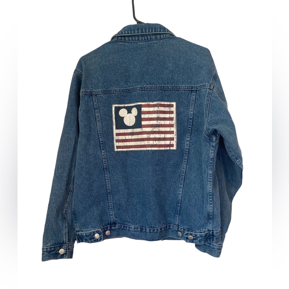 Vintage Disney Store Mickey Mouse American Flag Jean Jacket